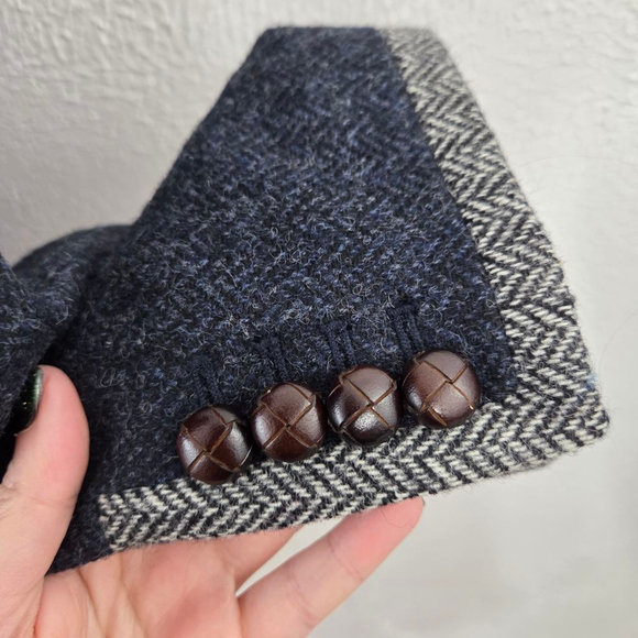 J Crew Classic Schoolboy Blazer Navy Yellow Herringbone Trim Lined Wool 6T Tall - Picture 5 of 8